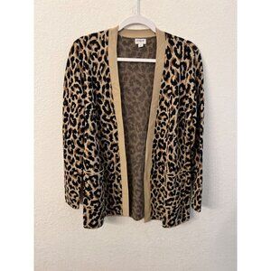 J Crew leopard print sweater cardigan women size small